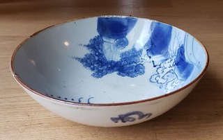Chinese Antique Porcelain Bowl Blue and White 8" dia