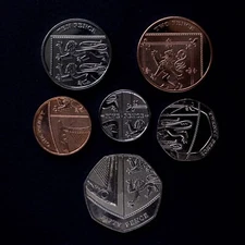 UK Coin Royal Shield of Arms Penny 50p Uncirculated UNC British Queen Elizabeth