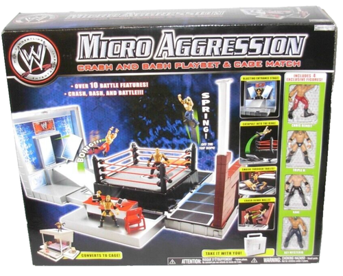 WWE Jakks Micro Aggression Crash & Bash Playset & Cage Match Brand New ...