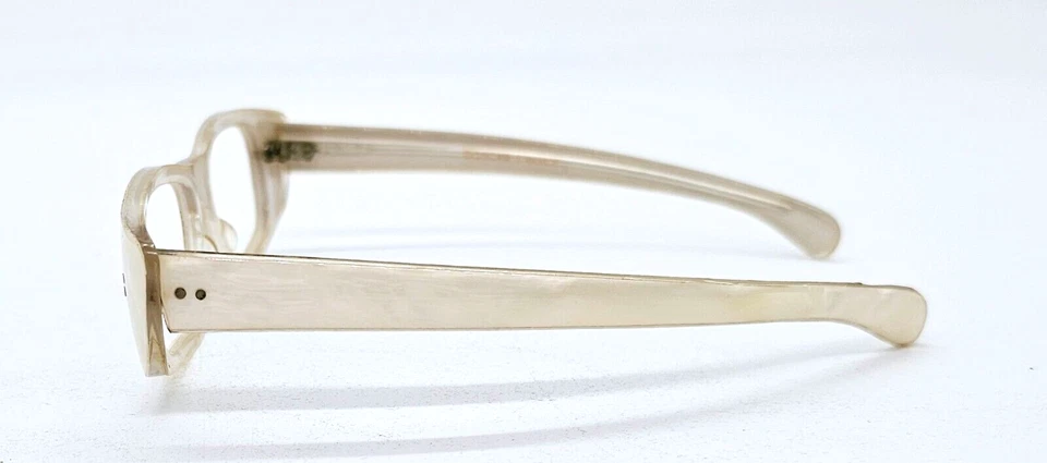 Cat Eye Eyeglasses Frame Retro Marbleized White DOSCAR FRANCE Vintage Glasses - Image 2 of 4