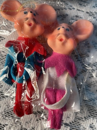 Vintage Gummi Gesicht Mäuse MAUS Pixie KNIEUMARMUNG Japan Neu aus altem Lagerbestand Weihnachtsschmuck - Bild 14 von 15