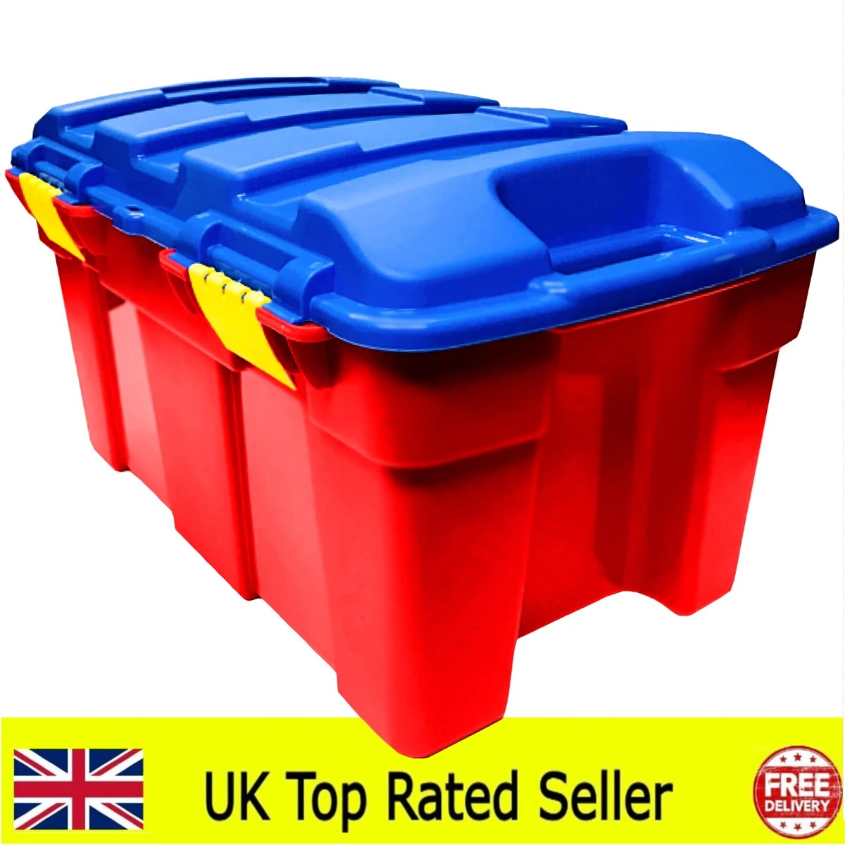 40L WHITEFURZE HEAVY DUTY RED & BLUE STORAGE BOX TRUNK FOR TOYS TOOLS LEGO  BOOKS