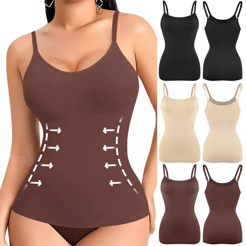Firm Tummy Waist Control Body Shaper Slimming Cami Shapewear Seamless Vest Top - Picture 12 of 41