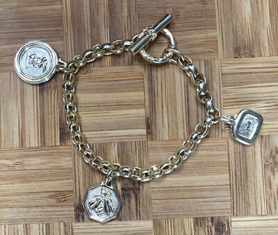 Vintage very RARE 18k (750) yellow gold Slane & Slane 3 Charms HEAVY Bracelet