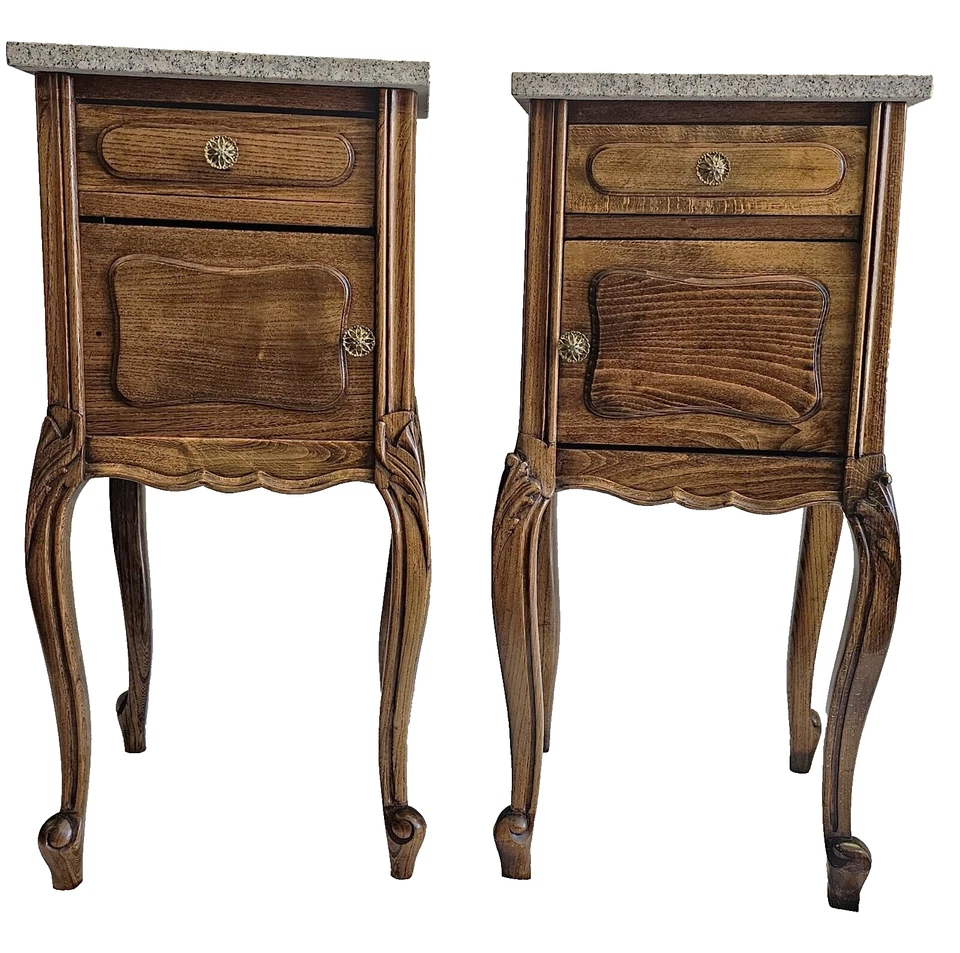 Antique Pair of Vintage French Nightstands, Bedside or End Tables Circa 1920s - Image 3 of 4