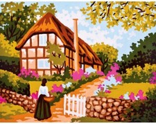 "Village" Printed Needlepoint Tapestry Canvas 3298