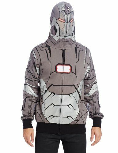 MARVEL IRON MAN 3 I AM WAR MACHINE COSTUME FLEECE FULL ZIP ADULT HOODIE - Picture 3 of 3