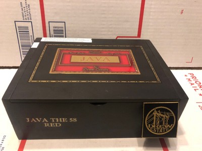 Drew Estate Java The Red 58 Black Hinged Solid Wood Wooden Cigar Box