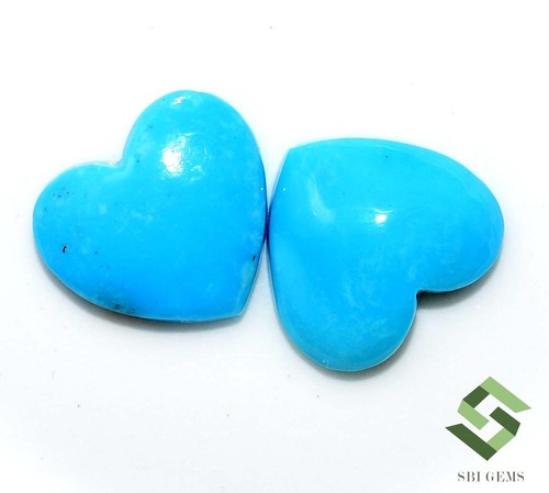 Natürlicher Dornröschen Türkis Herzform Cabochon Paar 12x12 mm lose Edelsteine - Bild 2 von 5