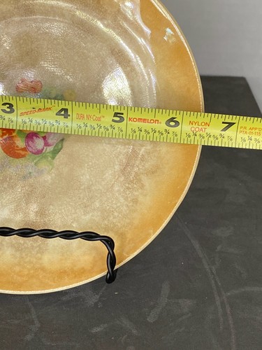 VTG Lusterware Hand Painted? Decorative Bread Desert Saucer Plate Orange Peach - Picture 7 of 7