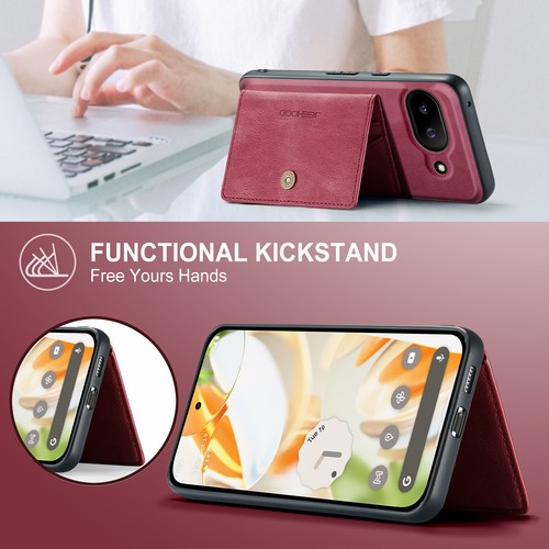 Magnetic Detachable PU Leather Kickstand Wallet Phone Case For Google Pixel 9A - Picture 10 of 42