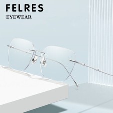 Rimless Metal Square Eyeglasses For Men Retro Clear Lens Glasses Frames Hot