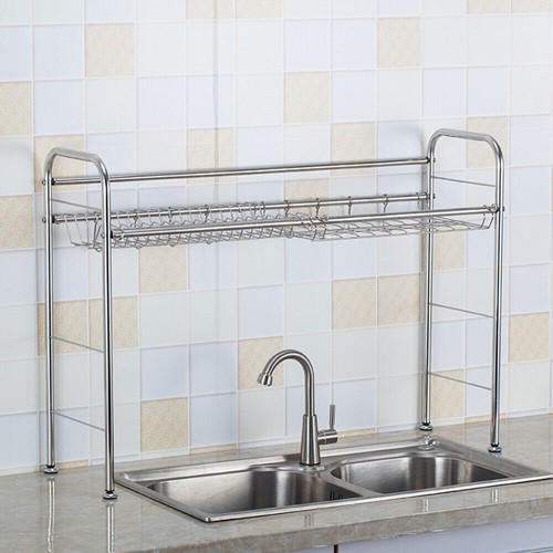 Over The Sink Dish Drying Rack Stainless Steel Kitchen Dish Drainer Adjustable - Picture 12 of 30