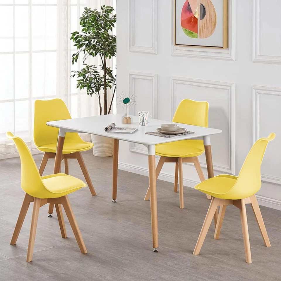 120CM Esstisch + Esstisch Tulpenstühle Set Holzbeine Küche Wohnmöbel - Bild 3 von 4