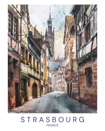 strasbourg Poster Canvas Travel Holiday Trip Print Turism A0 A1 A2 A3 A4 A5 A6