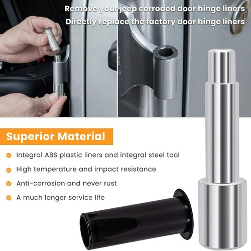 Door Pin Guides & Hinge Liners + Bushing Removal Tool For Jeep Wrangler JK/JL - Picture 3 of 10