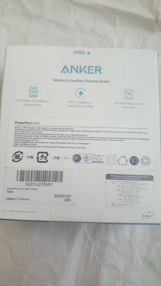 2x Anker PowerPort Mini 2-Port 12W Wall Charger Foldable Plug for iPhone Galaxy - Image 2 of 2