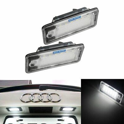 Pair LED License Number Plate Light For Audi A3 8P RS3 A4 B7 S4