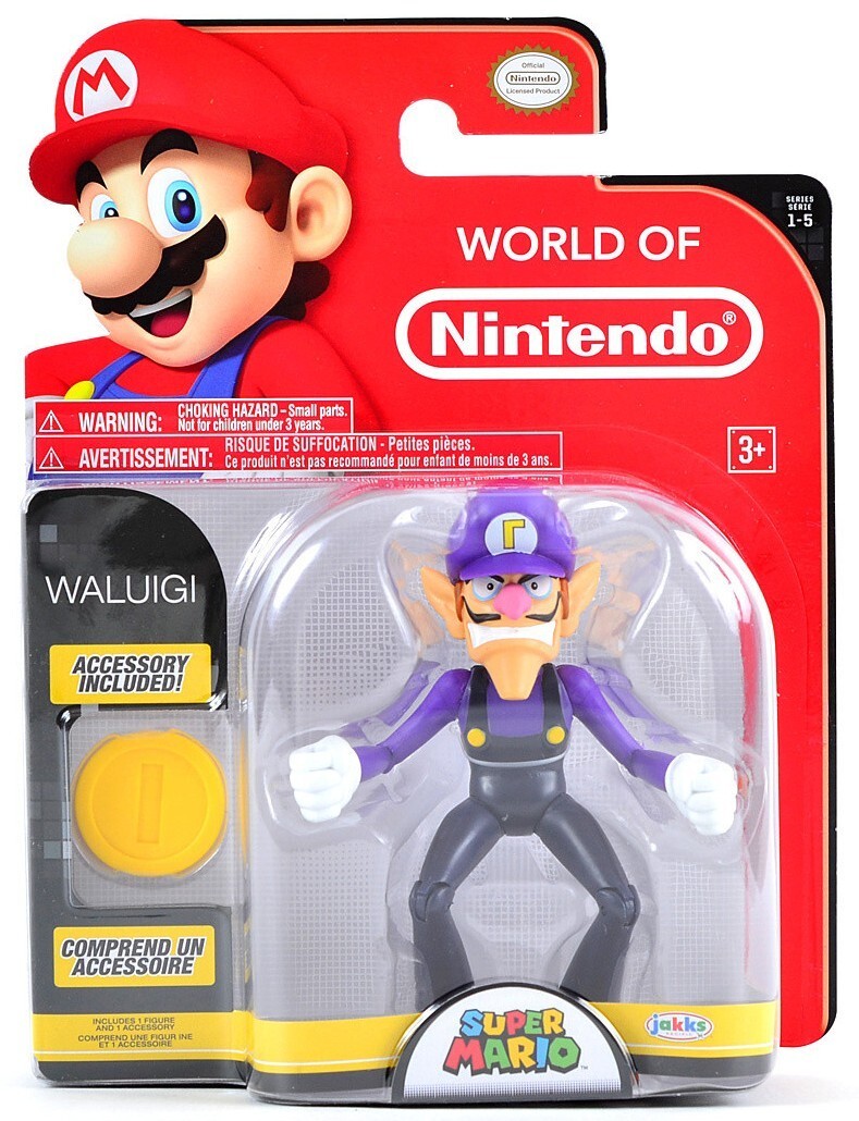 World of Nintendo Super Mario Waluigi 4 Inch Action Figure | eBay