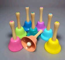 Set Of 8 Rainbow Wooden Handheld Music Percussion Rhythm Bells Early Learning