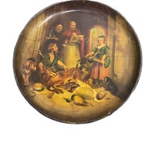 Antique 19th Century  Hand-Painted Papier Mache 10 " Cabinet Plate