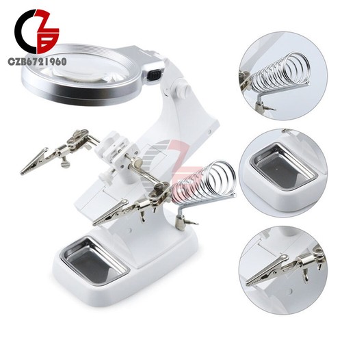 360°LED Desk Lamp Magnifying Magnifier Glass With Light Stand Clamp For Repair - Picture 16 of 19