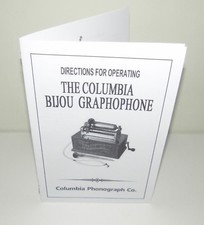 Columbia Graphophone Bijou Cylinder Phonograph Instruction Manual 