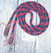 9'  Reins Rope Roping Rein Barrel Racing Pony Loop Single red black blue