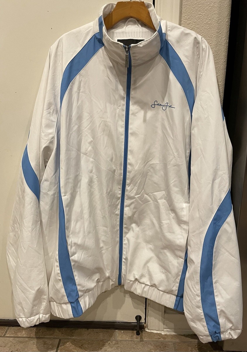 Vtg Y2K Sean John Full Zip Jacket White Baby Blue Size 3XL | eBay