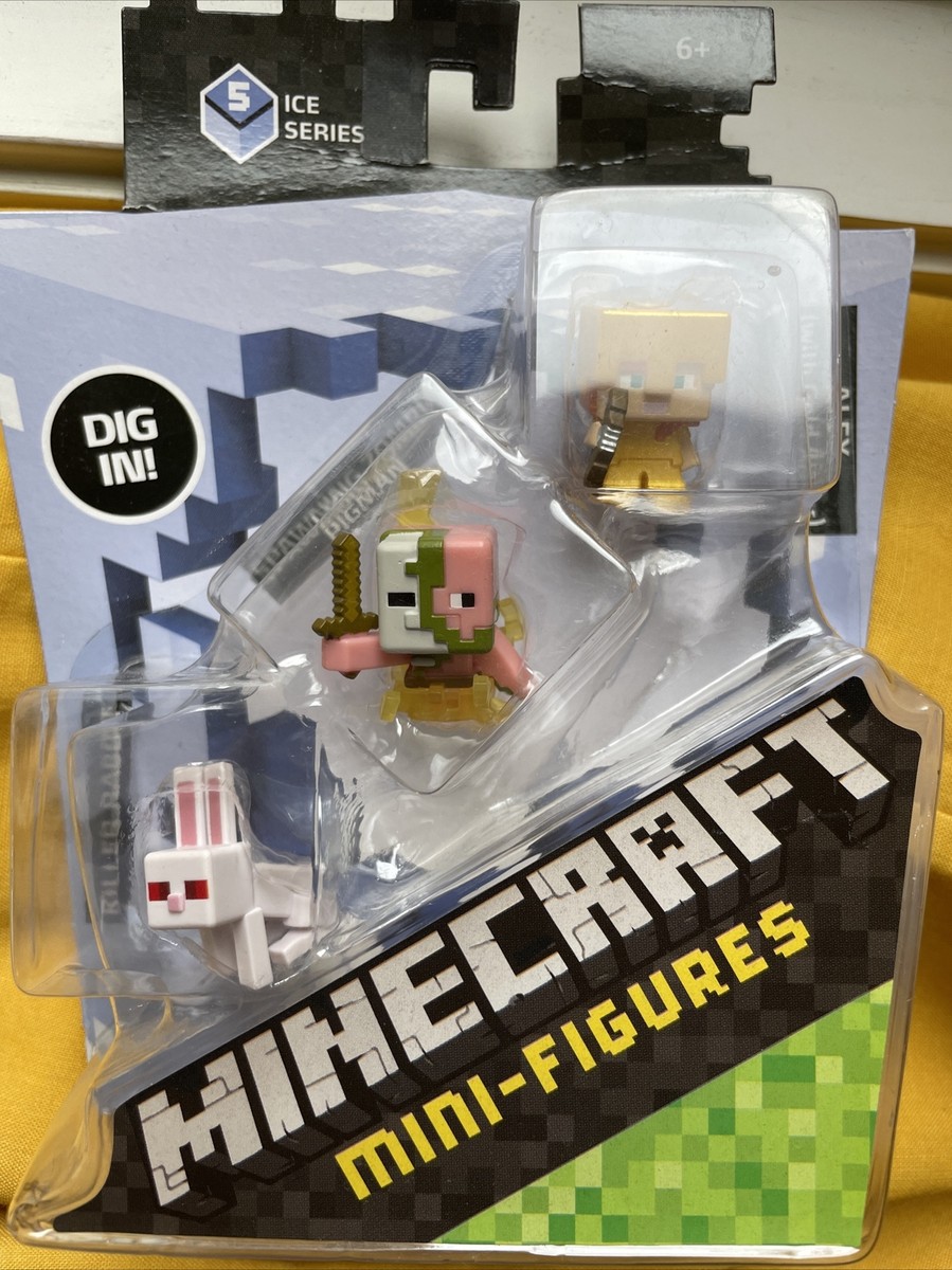 3 Minecraft Mini Figures Killer Rabbit Spawning Zombie Pigman Alex