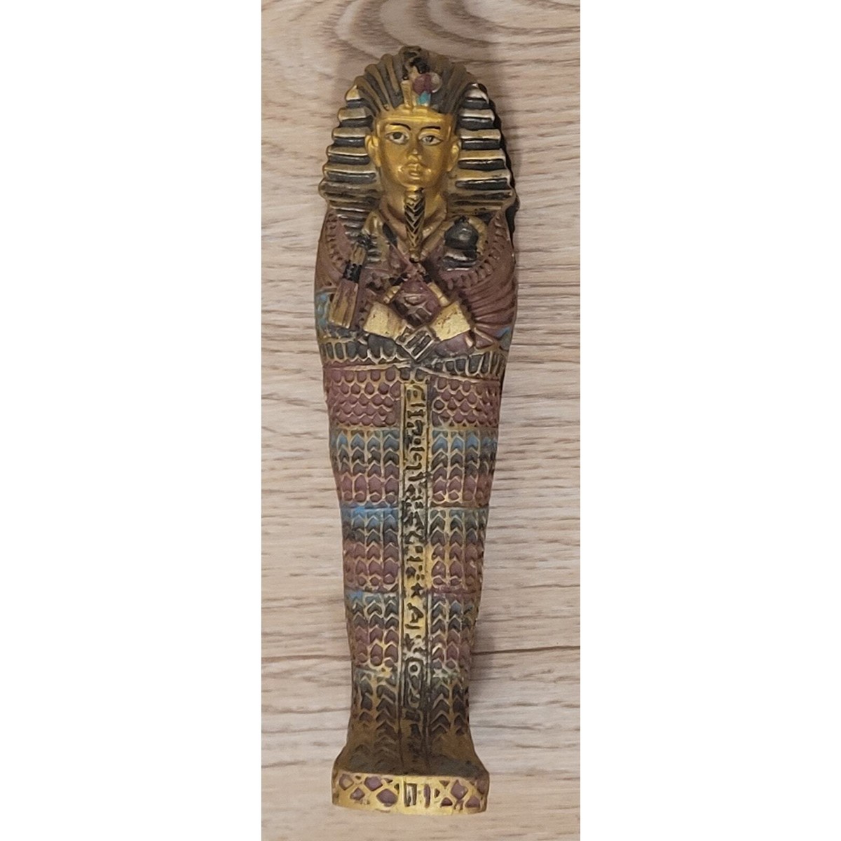 Egyptian Sarcophagus Box With Mummy Figurine - Resin Halloween & Historical Decor