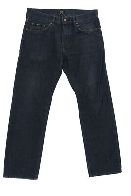 HUGO BOSS Herren Jeans Hose W34 L30 34/30 blau dunkelblau stonewash gerade Denim
