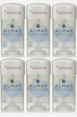 6 Pack Almay Anti Perspirant Deodorant Fragrance Free Clear Gel 2.25 Oz Free Del