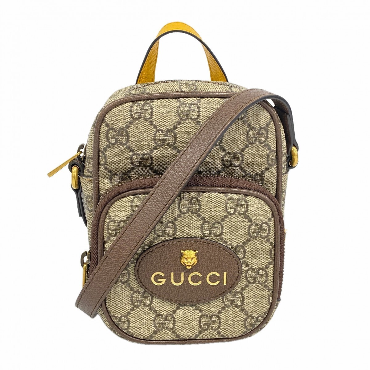 Gucci GG Supreme Neo Vintage Shoulder Bag PVC Beige Brown Gold 658556