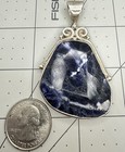 Big NOS Sterling Silver Natural Faceted Sodilite Handcrafted Pendant — photo 1