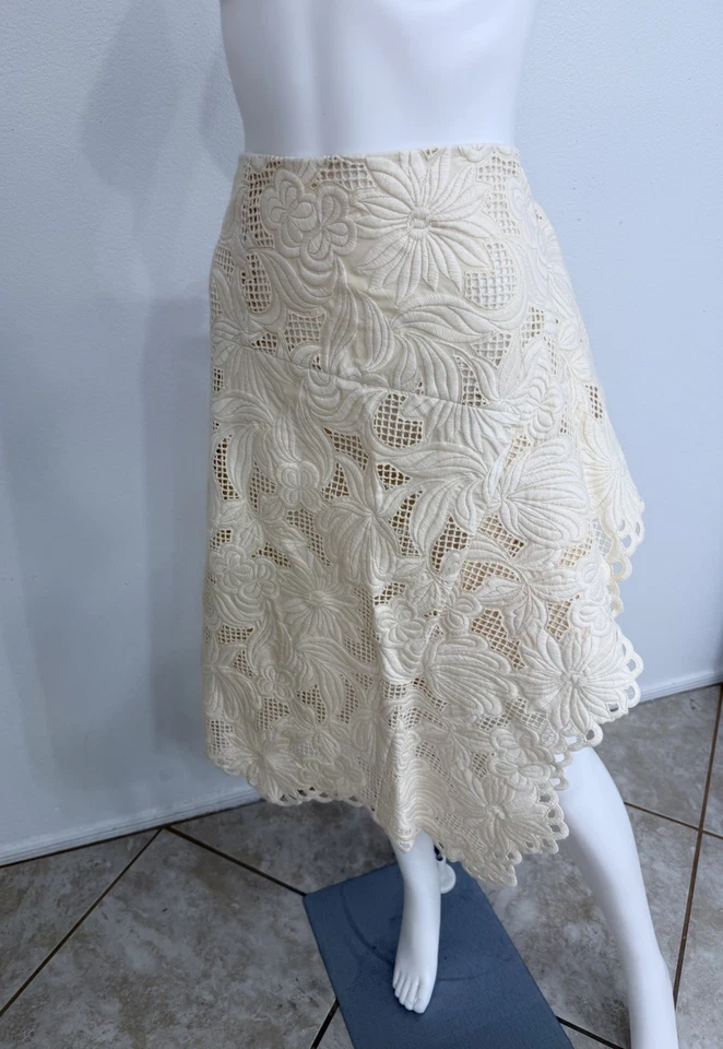 Marni кремовый хлопок французский Guipure кружева юбка сделано Италии IT44 новый без ЯРЛЫКОВ - Изображение 2 из 4