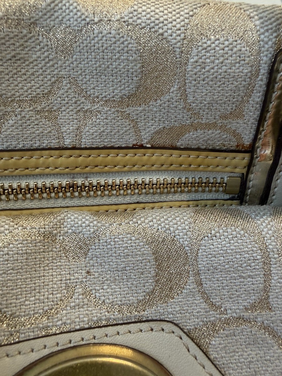 Coach Beige Satchel Top Handle Bag Gold Turn Lock Y2K | eBay