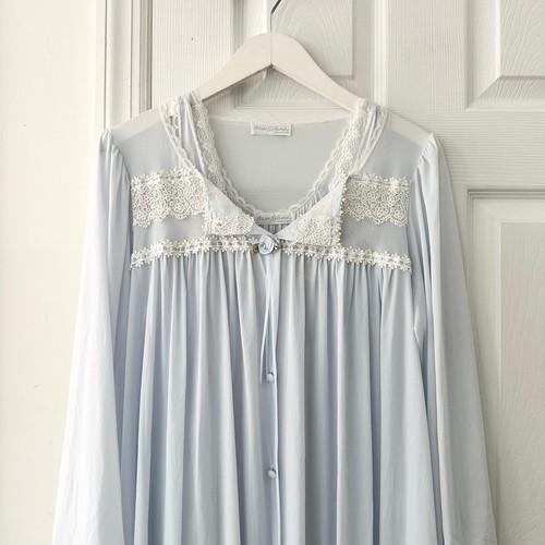 Miss Elaine Chiffon Peignor Set Vintage 50s Nightgown Robe Rosette Small/Medium - Picture 2 of 12