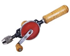 AMTECH F0300 Hand Drill Double Pinion 1/4" Chuck Wooden Handle Drilling Crank