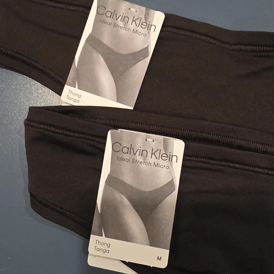 Calvin Klein Mujer Marrón Ideal Elástico Micro Tanga Panty Mediano QD5117 - 2 Pares Foto 2 de 4