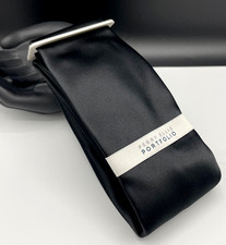 PERRY ELLIS Portfolio Men's 100 Polyester Tie  Black  Sateen Finish 