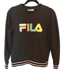 Fila Black Multicolor Logo Crewneck Sweatshirt Medium Streetwear Retro Street M