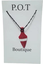 Red/White Dagger Necklace/Nylon Cord/Edgy Fashion/Teens/Adults/Sporty Jewelry