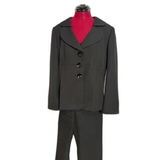 Suit Studio Pantsuit Size 16 Black & White Pinstripe 2-Piece Set Pants & Blazer