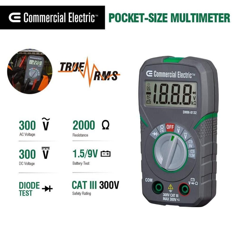 Pocket-Size 300 Volts AC/DC Auto Ranging Multimeter