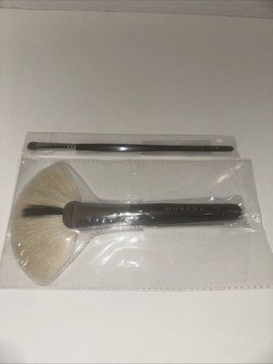 2 New Morphe M143 Fan Brush/M210 Small Chisel Fluff Brush Makeup Tool Kit