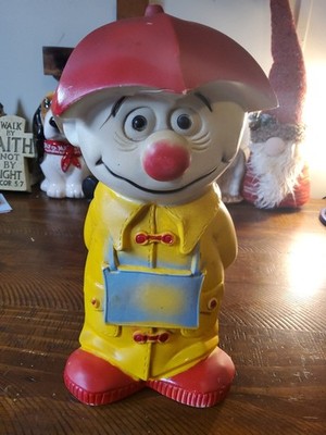 Vintage Raincoat Boy Cookie Jar 1971 Direct Connection Co. Umbrella Top...