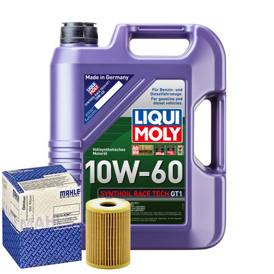 Motoröl 10W60 LIQUI MOLY Synthoil Race Tech Gt1 5L+MAHLE Ölfilter