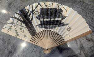 Northwest Orient Airlines Japanese Fan Kiyoshi Saito Repro. Okyokan Art 1950's