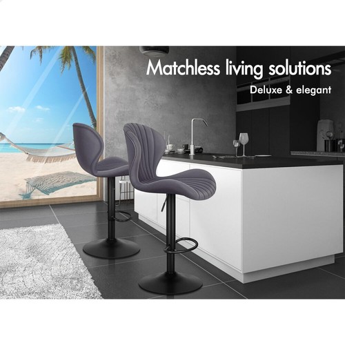 ALFORDSON 4x Bar Stools Gas Lift Air Leather Bar Chairs Kitchen Swivel GREY - Picture 6 of 12